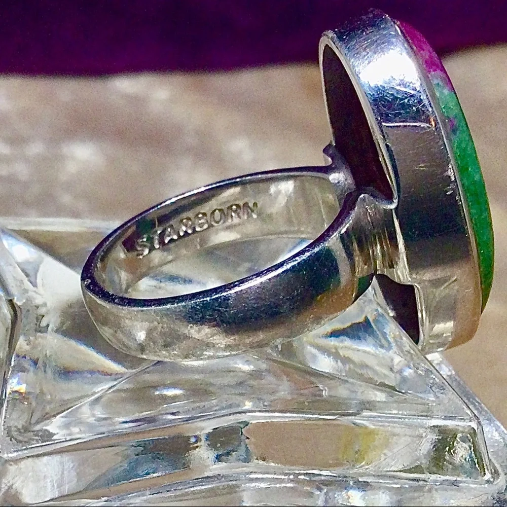 Ruby Fuchsite Spectacular Sterling Silver 925 Ring by Starborn - Picture 6 of 14